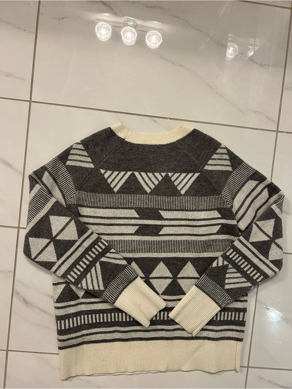 Banana Republic Nordic Mohair Crewneck Sweater - Gray & Cream